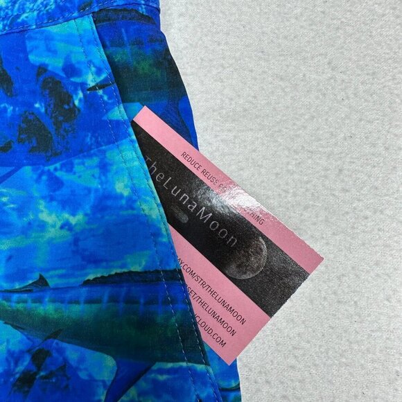 Reel Legends Fish Blue Swim Boardshorts Retro Causal Beach Size 44 - Picture 4 of 12